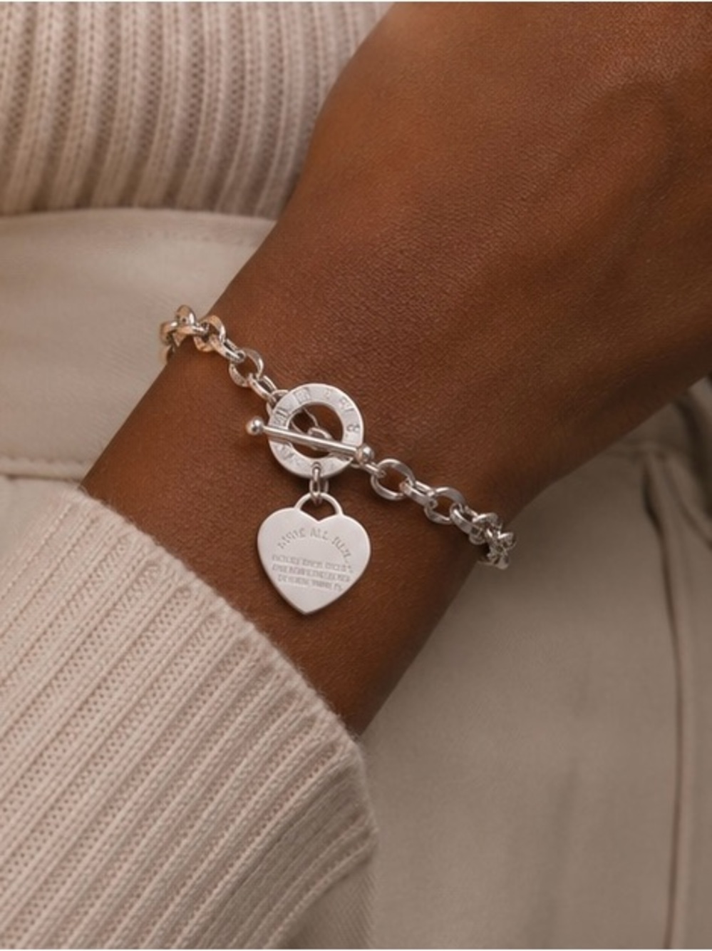 Faithful Silver Heart Toggle Bracelet